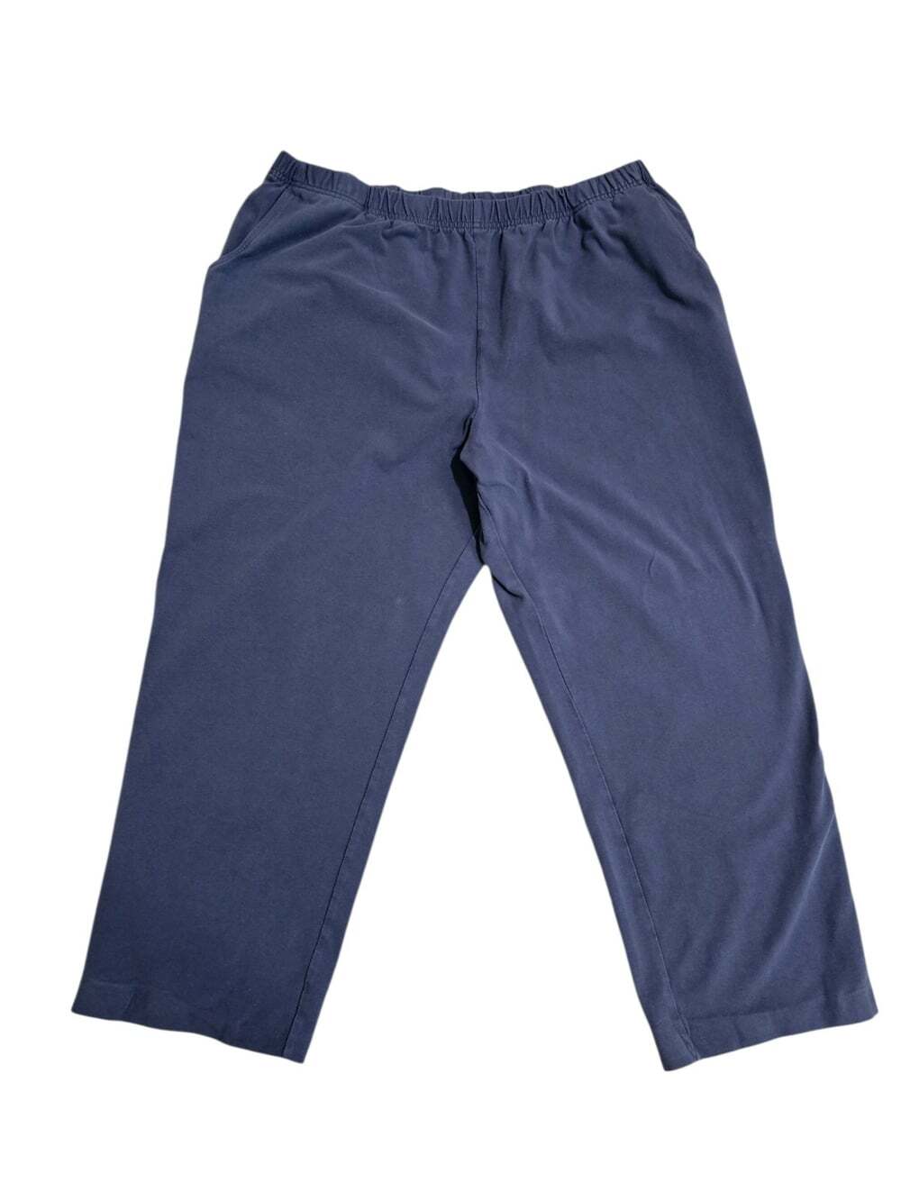 L.L.Bean Women 1X Blue Pants Cotton Solid Casual Luxury Essential Lounge - Picture 2 of 7